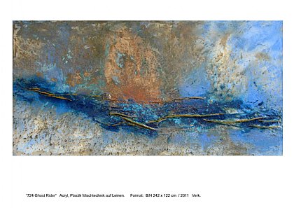 MIETBILDER “724 Ghost Rider“ Acryl, Plastik Mischtechnik auf Leinen. Format: B/H 242 x 122 cm / 2011 Verk.