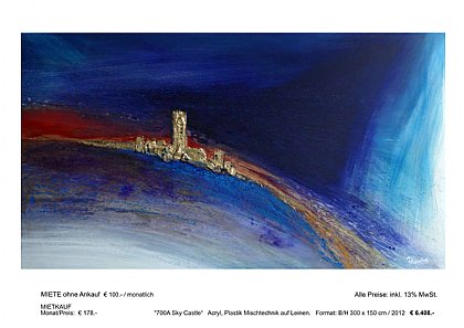 MIETBILDER “700A Sky Castle“ Acryl, Plastik Mischtechnik auf Leinen. Format: B/H 300 x 150 cm / 2012 € 6.408.-