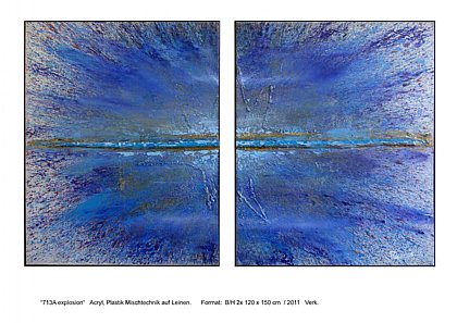 MIETBILDER “713A explosion“ Acryl, Plastik Mischtechnik auf Leinen. Format: B/H 2x 120 x 150 cm / 2011 Verk.