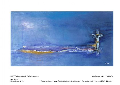 MIETBILDER “703A crucifixion“ Acryl, Plastik Mischtechnik auf Leinen. Format: B/H 200 x 100 cm / 2012 € 2.628.-