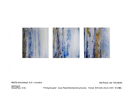 “715 fog thoughts“ Acryl, Plastik Mischtechnik auf Leinen. Format: B/H 3x40 x 46 cm / 2011 € 1.188.-